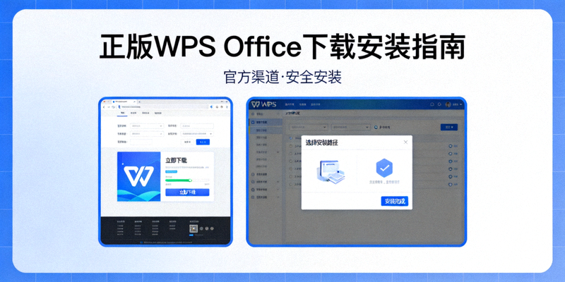 正版WPS Office下载安装指南封面图：展示软件下载页面与安装过程截图